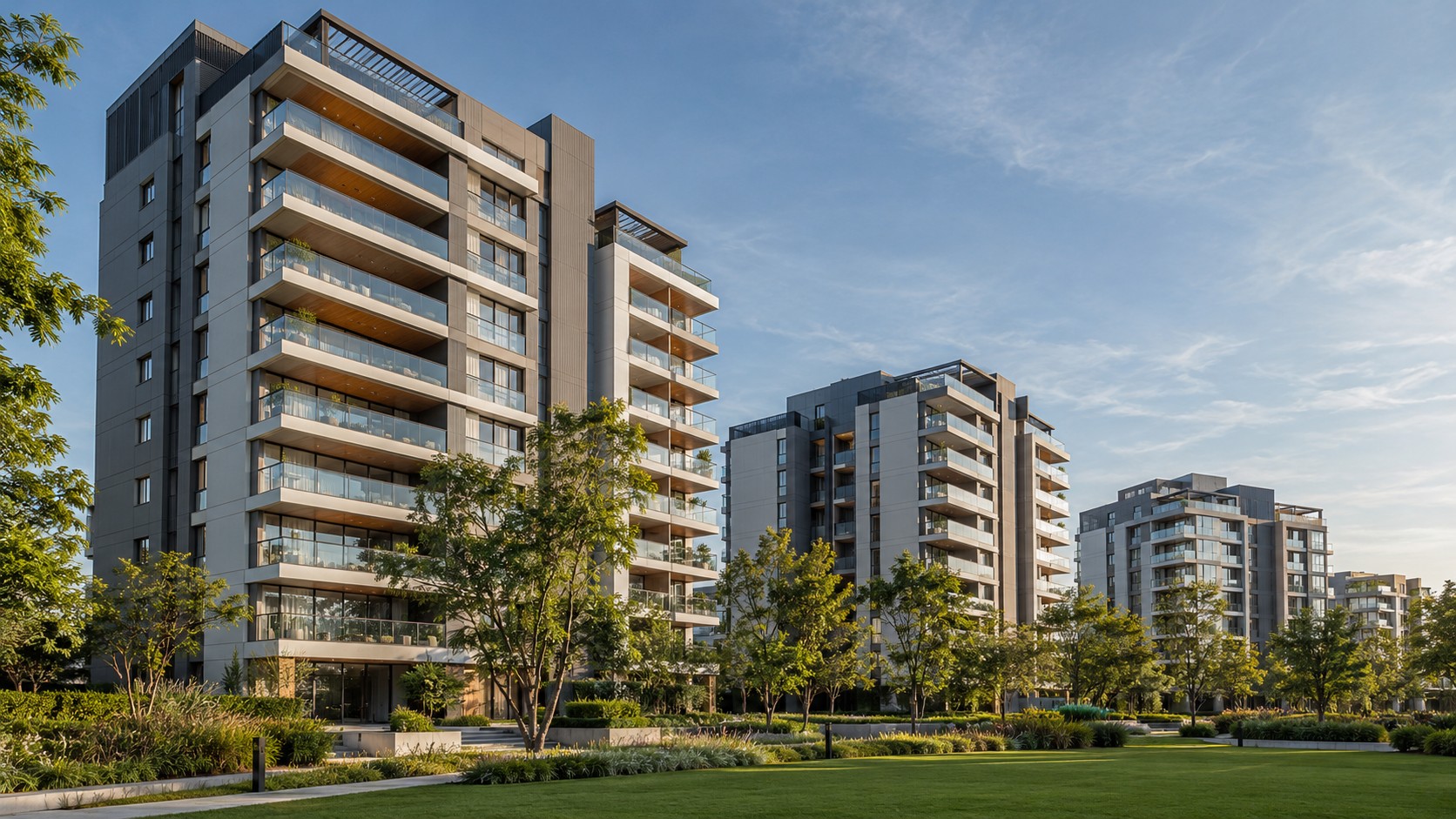 Arquitetura de edifícios residenciais, representando a atuação condominial